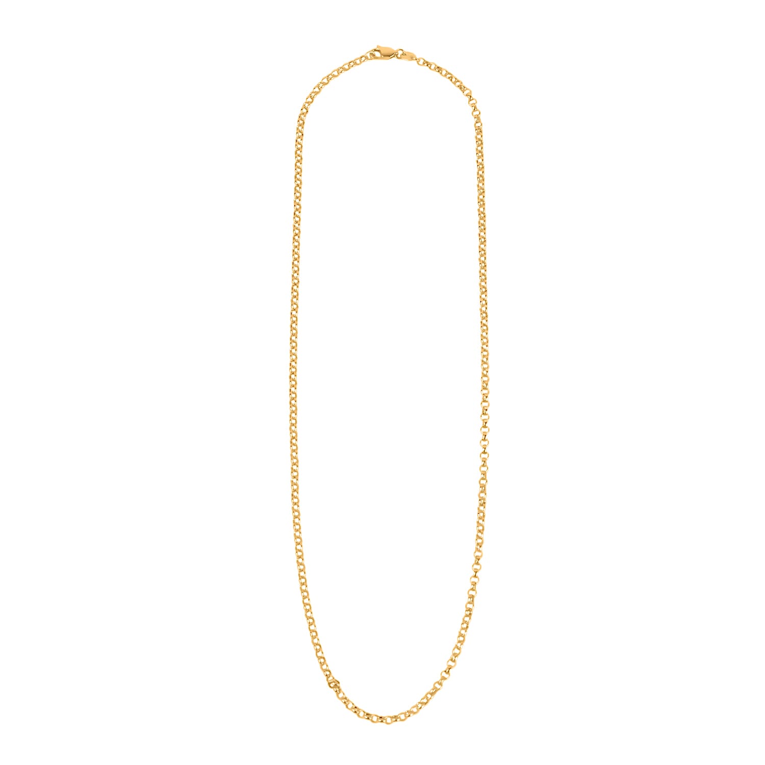One Time Deal - 9K Yellow Gold Round Belcher Necklace (Size - 18) with Lobster Clasp