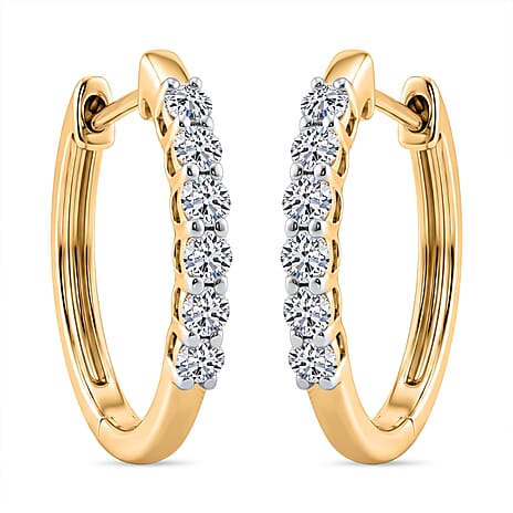 Luxuriant 9K Yellow Gold Lab Grown Diamond (VS-EF) IGI Certified Hoop Earring