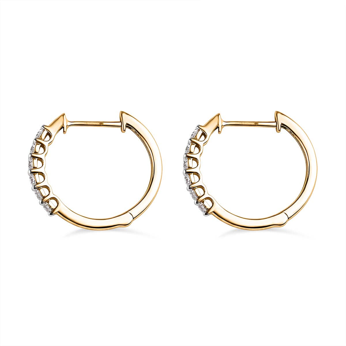 Luxuriant 9K Yellow Gold Lab Grown Diamond (VS-EF) IGI Certified Hoop Earring