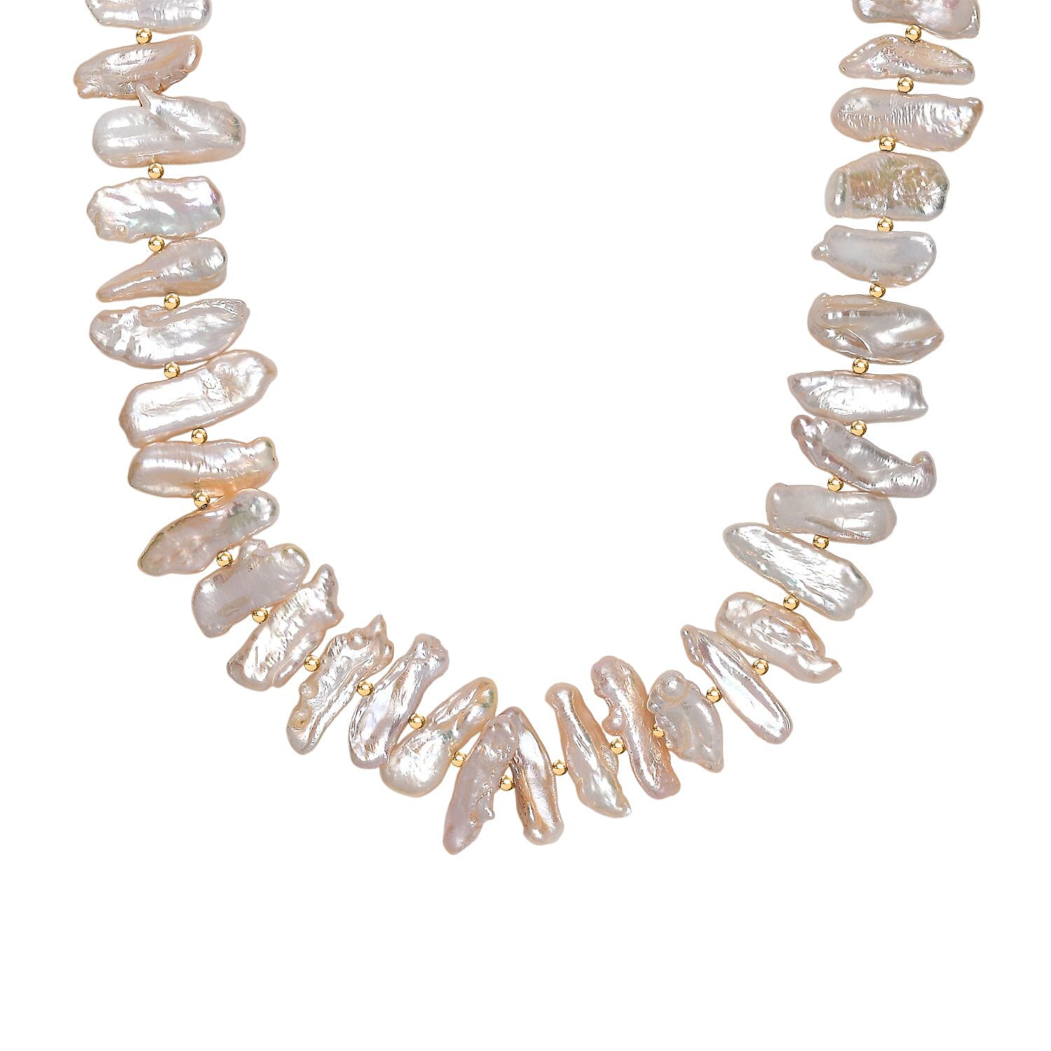 Yellow Keshi Pearl Necklace (Size - 18-2 Ext) in 18K Vermeil Yellow Gold Plated Sterling Silver 245.00 Ct.