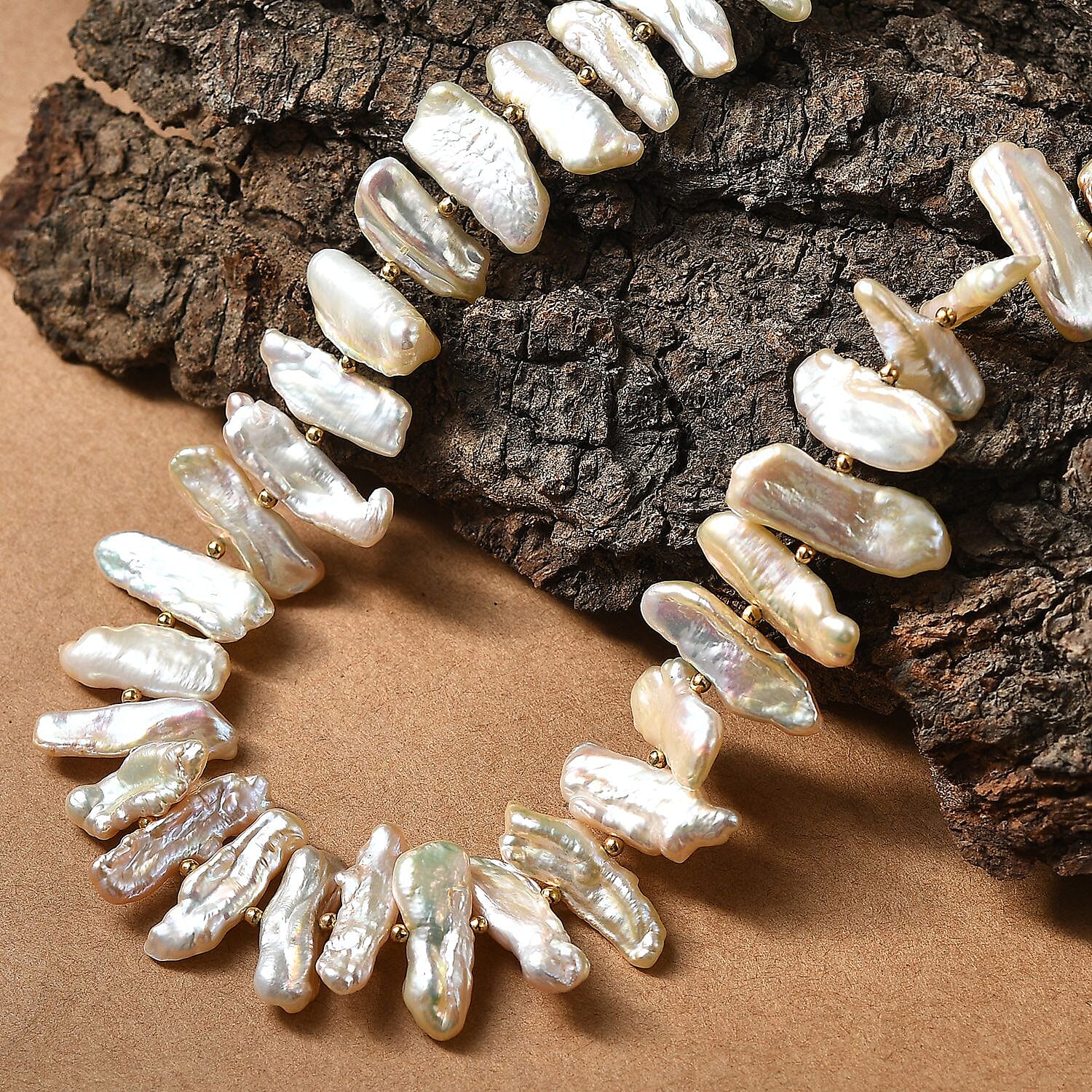 Yellow Keshi Pearl Necklace (Size - 18-2 Ext) in 18K Vermeil Yellow Gold Plated Sterling Silver 245.00 Ct.