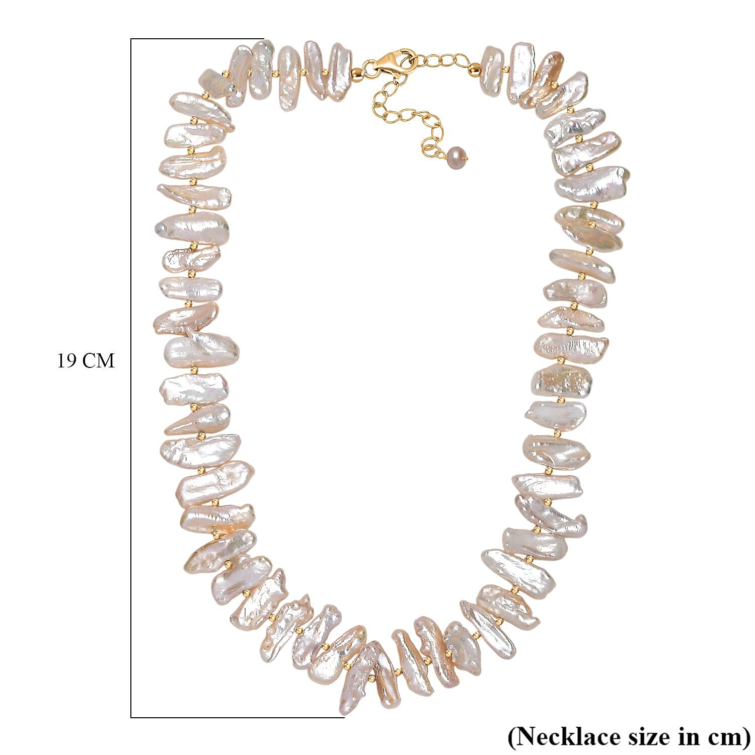 Yellow Keshi Pearl Necklace (Size - 18-2 Ext) in 18K Vermeil Yellow Gold Plated Sterling Silver 245.00 Ct.