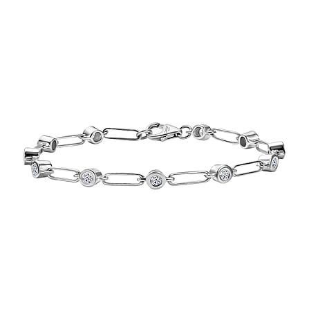 LUXURIANT 1 Ct. Lab Grown Diamond (SI-G-H) Bracelet in Rhodium Overlay Sterling Silver 7.5 Inch