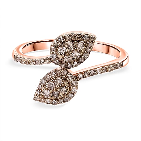 Djoy - Champagne Diamond Bypass Ring in Vermeil Rose Gold Plated Sterling Silver Djoy - Champagne Diamond Bypass Ring in Vermeil Rose Gold Plated Sterling Silver