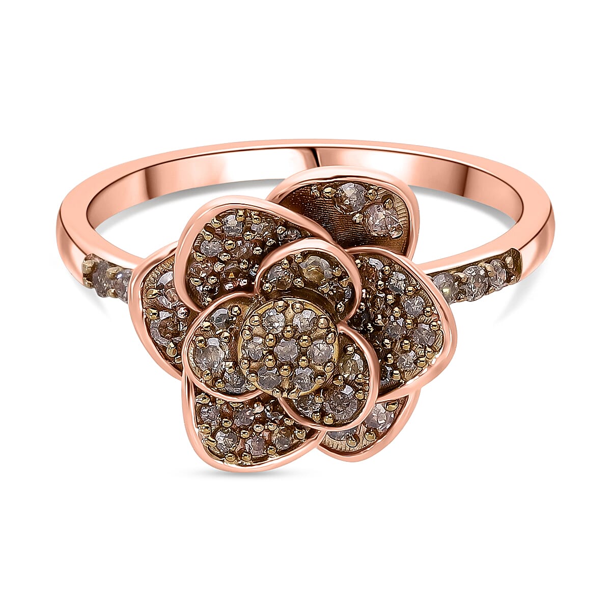 Diamond Floral Ring in Sterling Silver