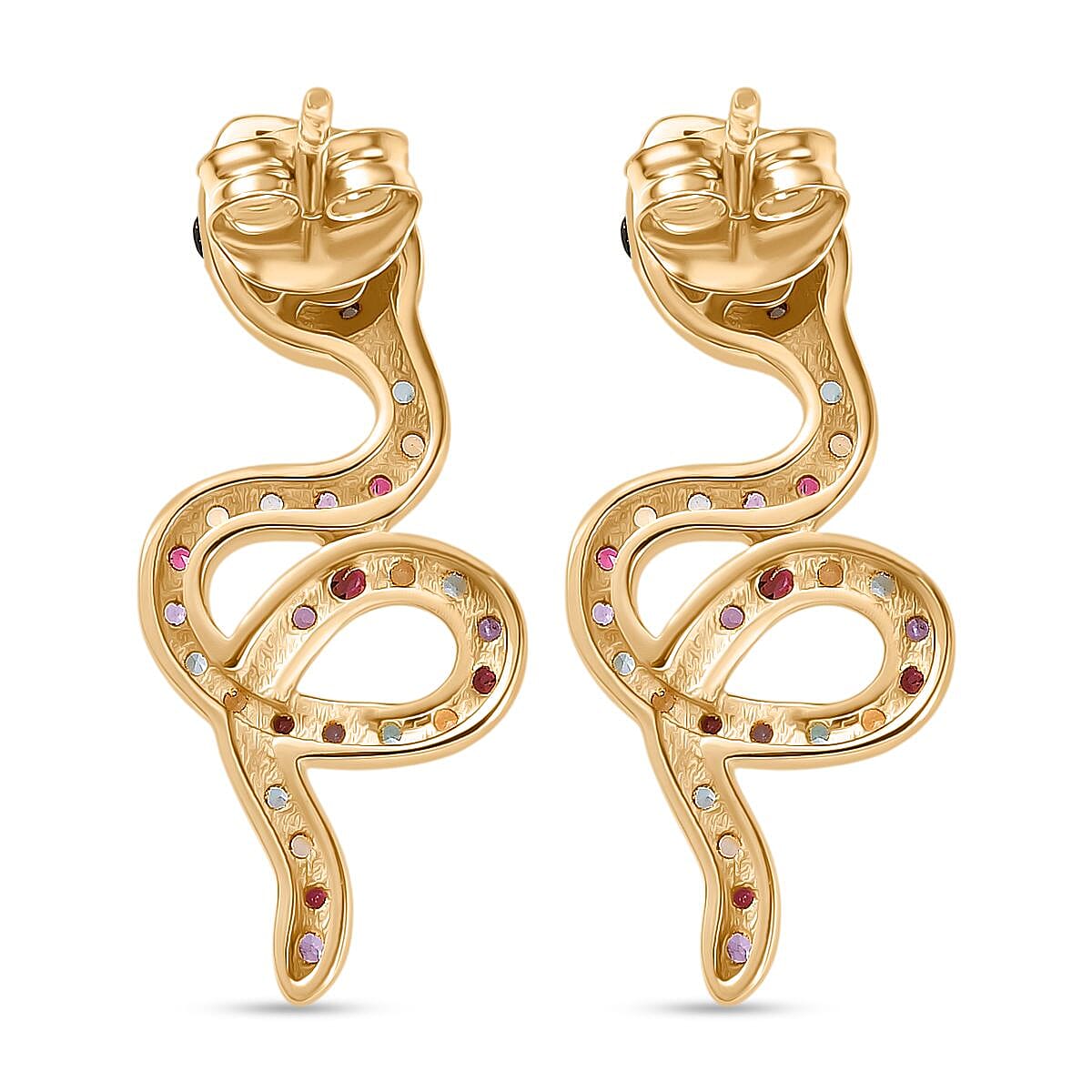 African Amethyst & Multi Gemstones Earring with Push Back in 18K Vermeil Yellow Gold Plated Sterling Silver 1.13 Ct. African Amethyst & Multi Gemstones Earring with Push Back in 18K Vermeil Yellow Gold Plated Sterling Silver 1.13 Ct.