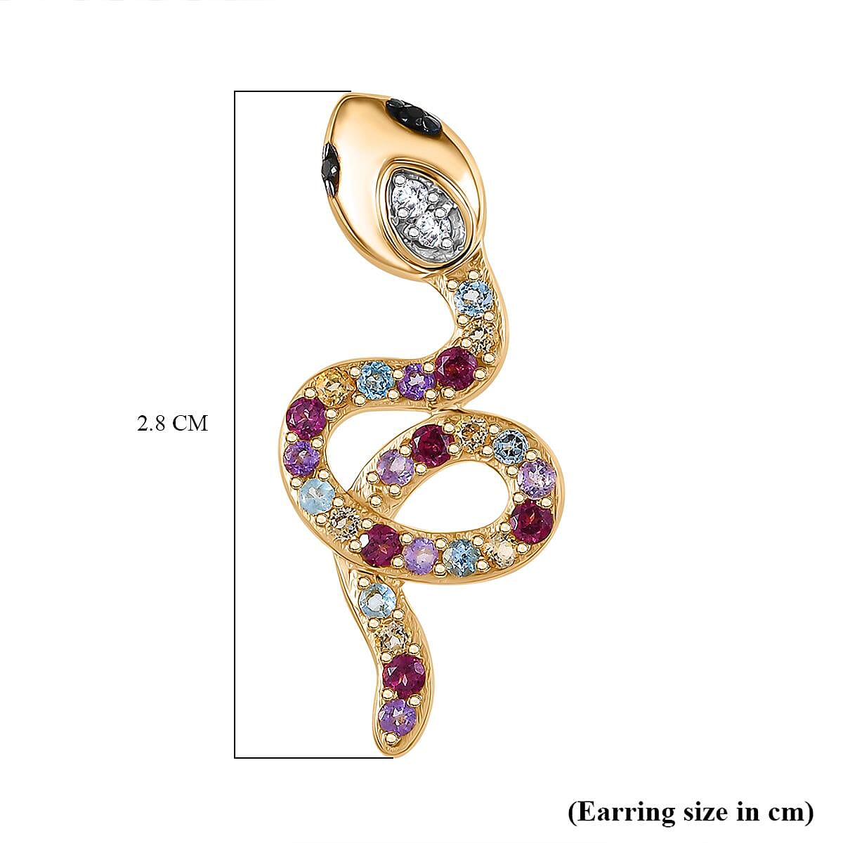 African Amethyst & Multi Gemstones Earring with Push Back in 18K Vermeil Yellow Gold Plated Sterling Silver 1.13 Ct. African Amethyst & Multi Gemstones Earring with Push Back in 18K Vermeil Yellow Gold Plated Sterling Silver 1.13 Ct.