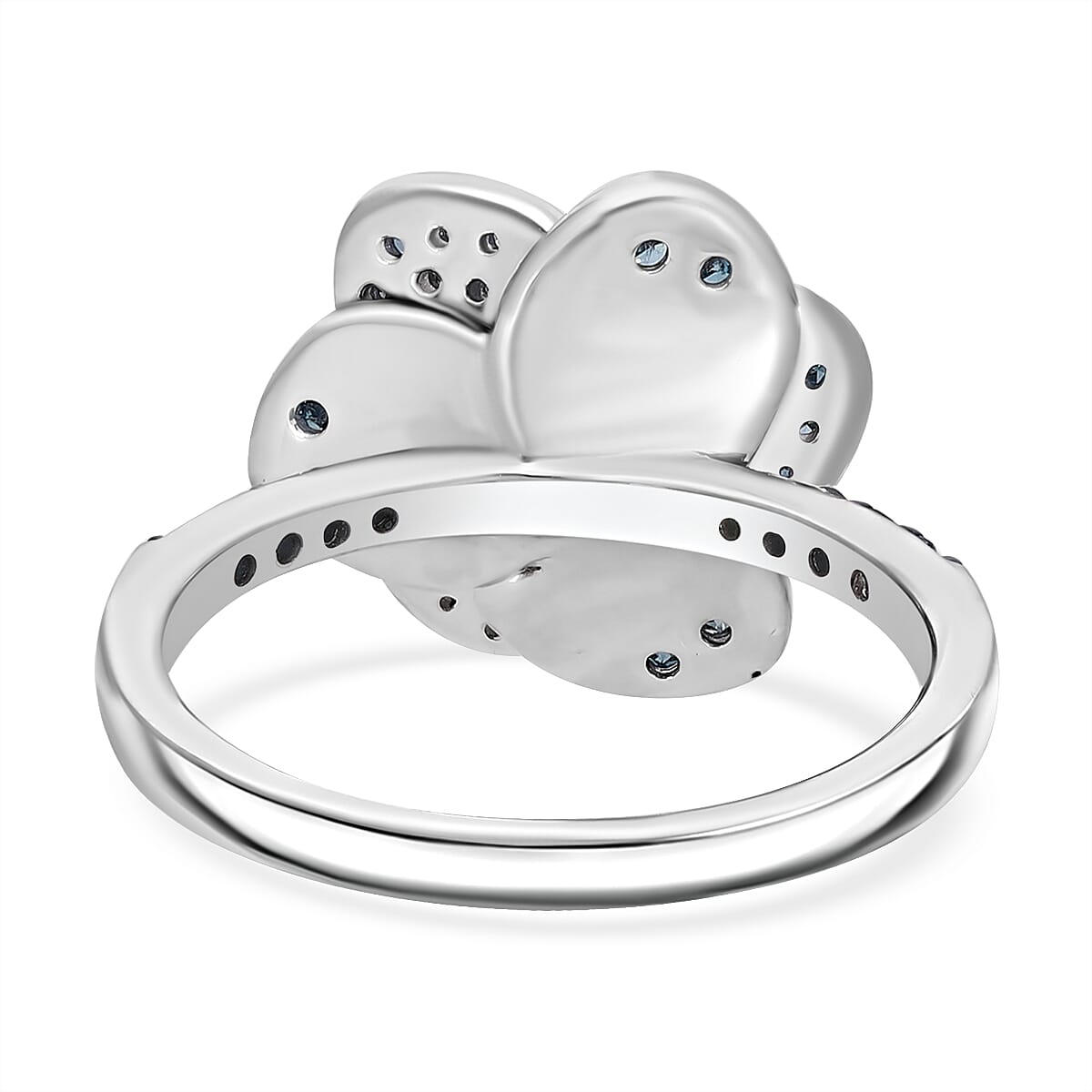 Diamond Floral Ring in Sterling Silver