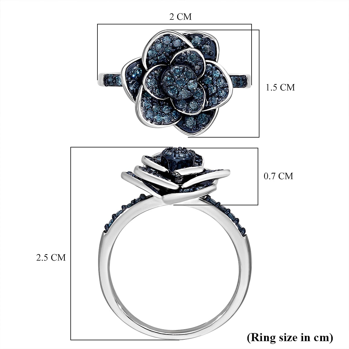 Diamond Floral Ring in Sterling Silver