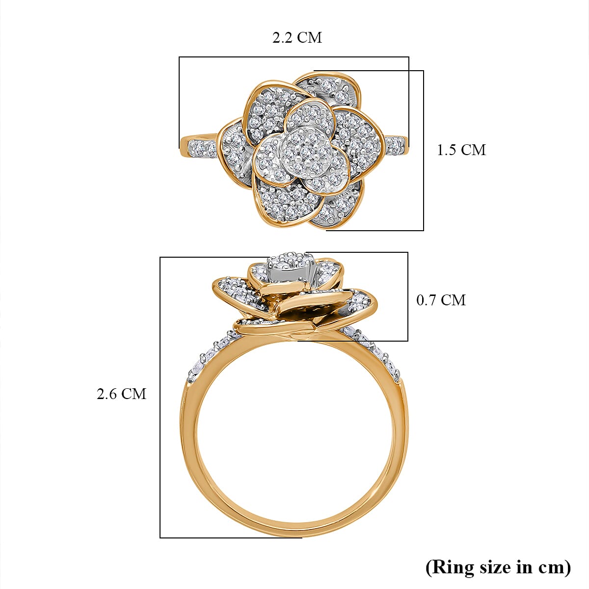 Diamond Floral Ring in Sterling Silver Diamond Floral Ring in Sterling Silver