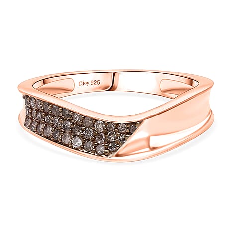 Djoy - Champagne Diamond Band Ring in Vermeil Rose Gold Plated Sterling Silver 0.25 Ct.