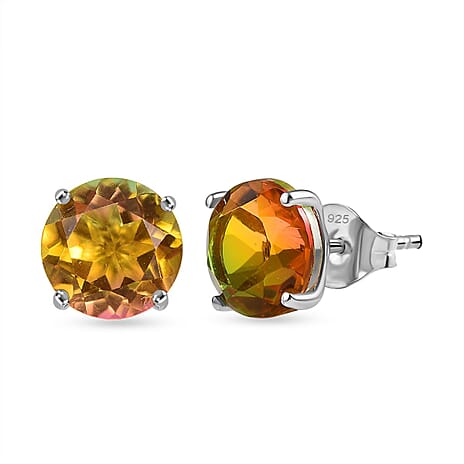 D'joy Rainbow Genesis Quartz Earring in Rhodium Overlay Sterling Silver 6.04 Ct.