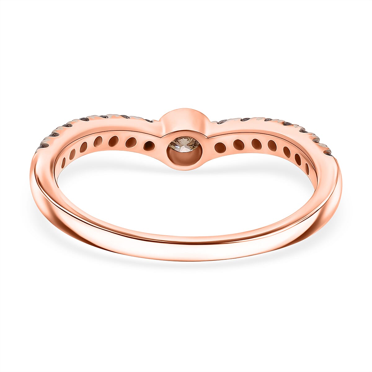 9K Rose Gold Champagne Diamond Chevron Ring