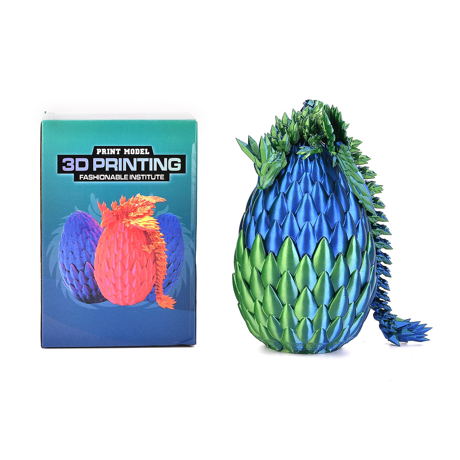 3D Printed Dragon Egg with Hidden Dragon (16x10.2cm) - Orange - Pink