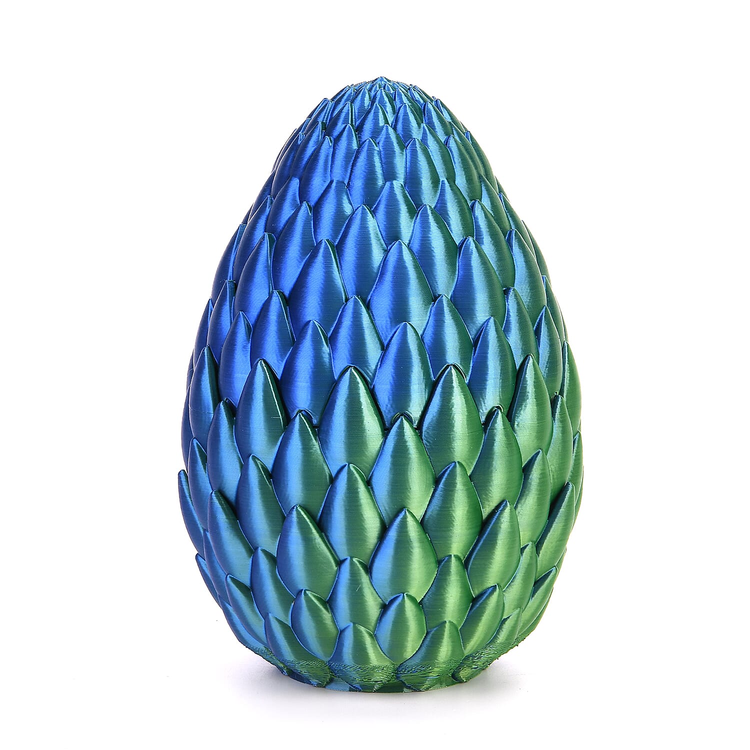 3D Printed Dragon Egg with Hidden Dragon (16x10.2cm) - Green - Blue