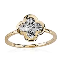 Closeout Deal - 9K Yellow & White Gold Quatrefoil Ring