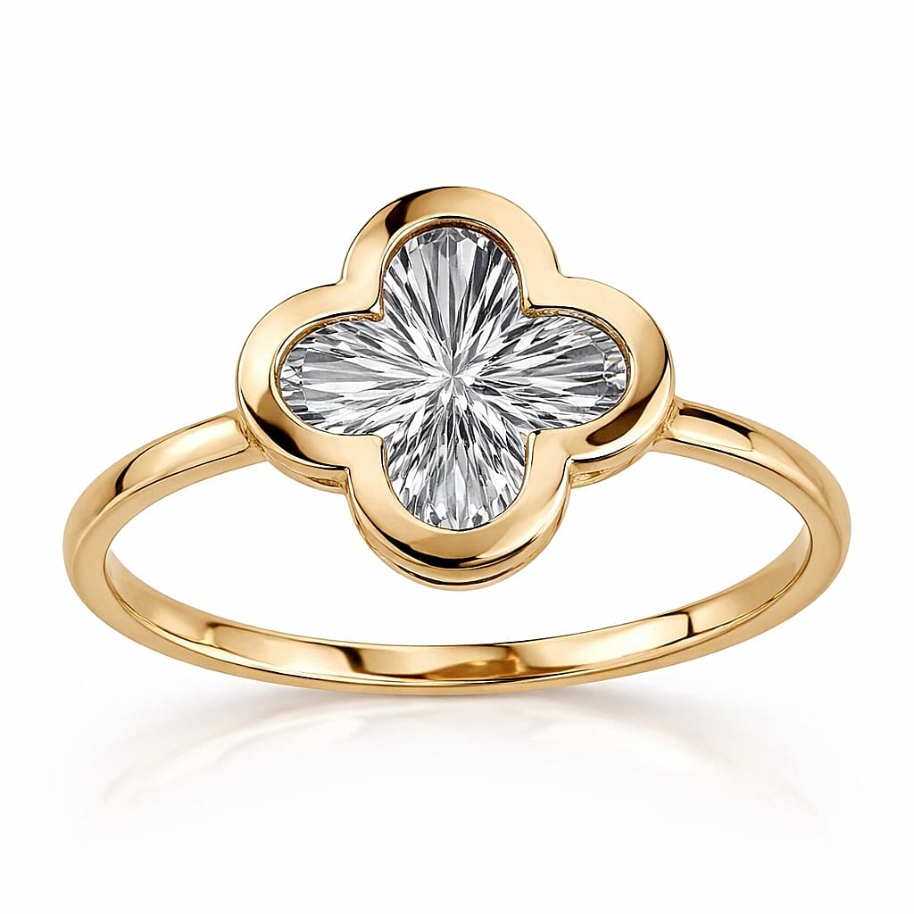 Closeout Deal - 9K Yellow & White Gold Quatrefoil Ring