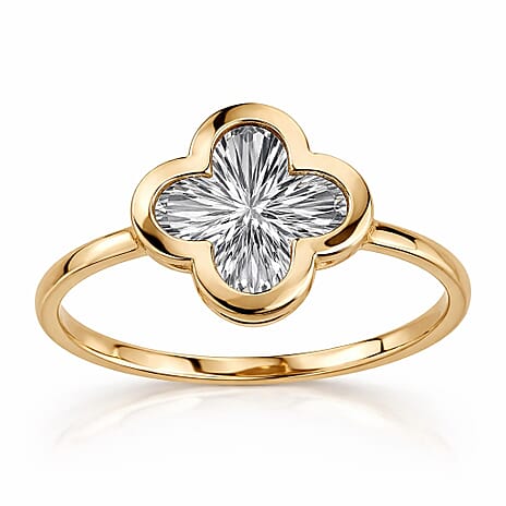 Closeout Deal - 9K Yellow & White Gold Quatrefoil Ring