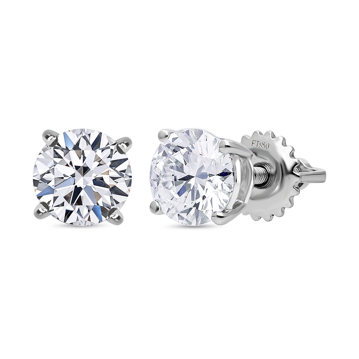 THE PERFECT DIAMOND 950 Platinum D Colour Internally Flawless Ideal Cut Lab Grown Diamond IGI Certified Stud Earring with Screw Back 2.00 Ct,