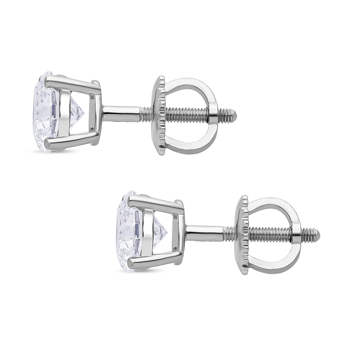 THE PERFECT DIAMOND 950 Platinum D Colour Internally Flawless Ideal Cut Lab Grown Diamond IGI Certified Stud Earring with Screw Back 2.00 Ct,