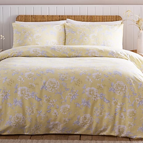 Simply Charlotte Floral Duvet Set (Size 1x200 cm) - Single - Lemon
