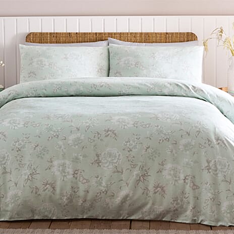 Simply Charlotte Floral Comforter and Duvet (Size 1x220 cm) - Duck Egg