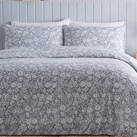 Simply Charlotte Olivia Floral Print Duvet Cover Set (Size Single) - Grey