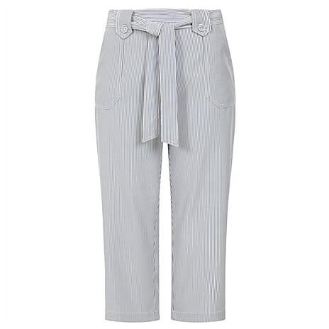 Classic Seersucker Crop Trouser (Size - 12) - Navy