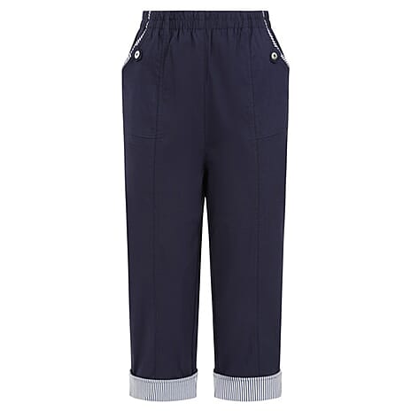 Classic Woven Crop Bengaline Trousers(Size - 10) - Navy