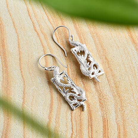 Royal Bali Collection - Sterling Silver Dragon Earring with Hook