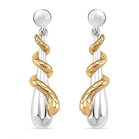 LUCY Q Drip Serpentine Collection - 18K Yellow Gold Vermeil & Rhodium Overlay Sterling Silver Serpent Drip Earrings