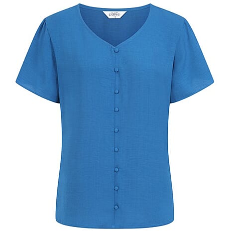 Classic Airflow Angel Sleeve V-Neck Blouse (Size 16) - Cobalt