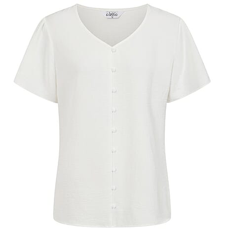 Classic Airflow Angel Sleeve V-Neck Blouse (Size 16) - Ivory