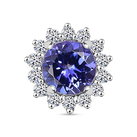 950 Platinum AAA Tanzanite & Lab Grown Diamond (SI-GH) Pendant 1.14 Ct.