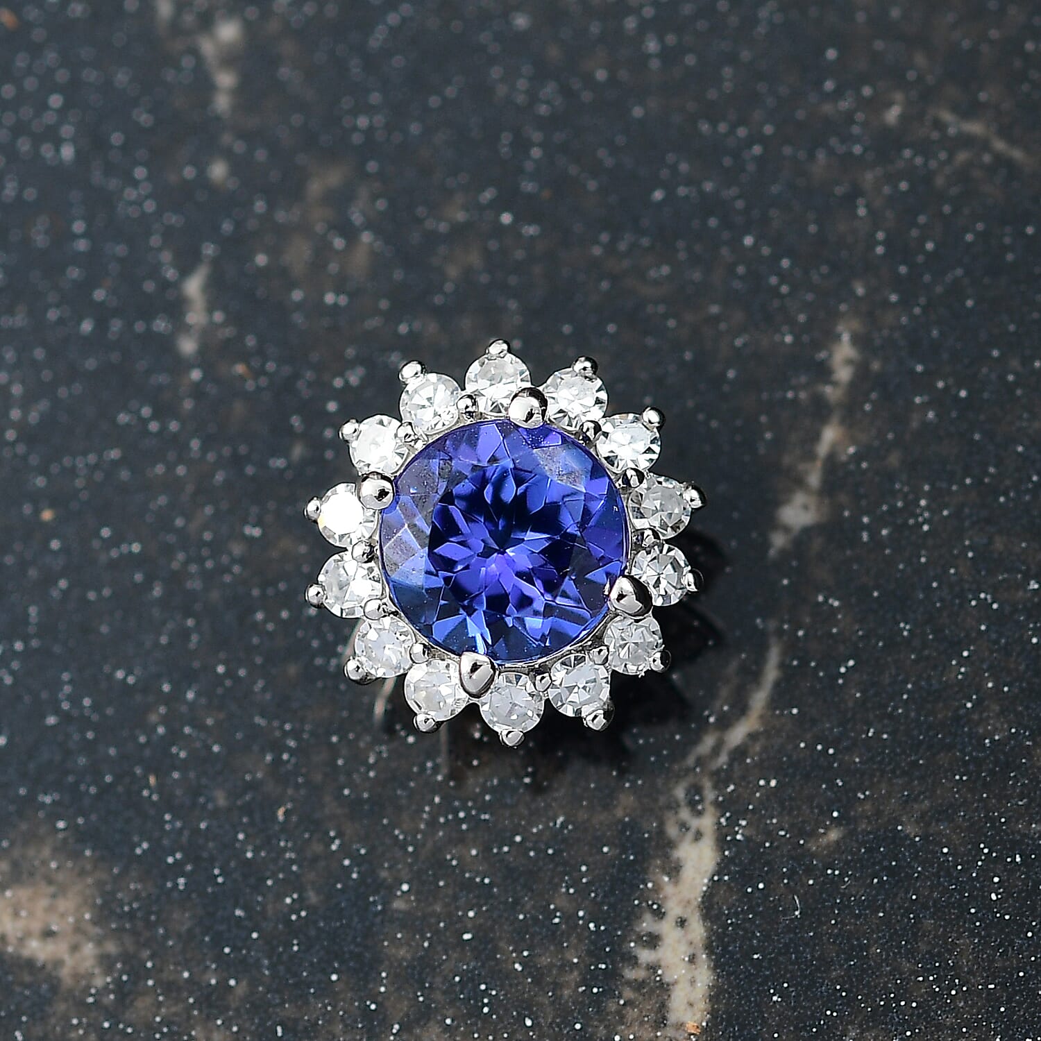 950 Platinum AAA Tanzanite & Lab Grown Diamond (SI-GH) Pendant 1.14 Ct.