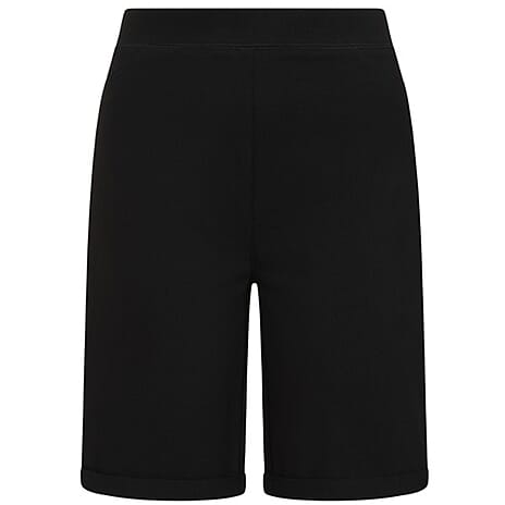 Classic Bengaline Turn Up Casual Mid-Thigh Shorts (Size 12) - Black
