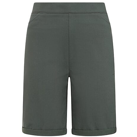 Classic Bengaline Turn Up Casual Mid-Thigh Shorts (Size 18) - Dark Khaki