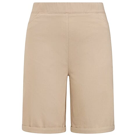 Classic Bengaline Turn Up Casual Mid-Thigh Shorts (Size 20) - Stone