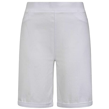 Classic Bengaline Turn Up Casual Mid-Thigh Shorts (Size 14) - White