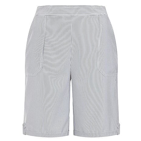 Classic Seersucker Casual Bermuda Striped Shorts (Size 18) - Navy