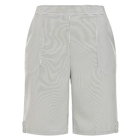 Classic Seersucker Casual Bermuda Striped Shorts (Size 16) - Khaki