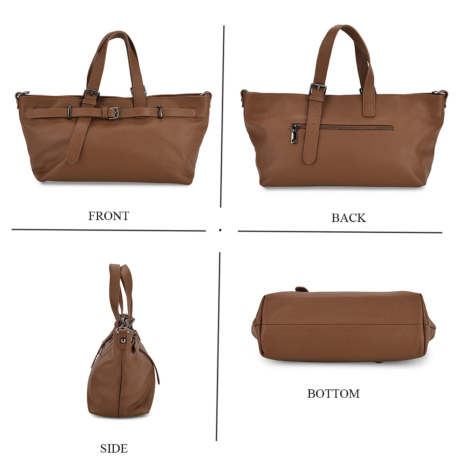 Vicenza 2025 Autumn-Winter Collection - Genuine Leather Belt-detail Crossbody Bag with Detachable Shoulder Strap - Brown