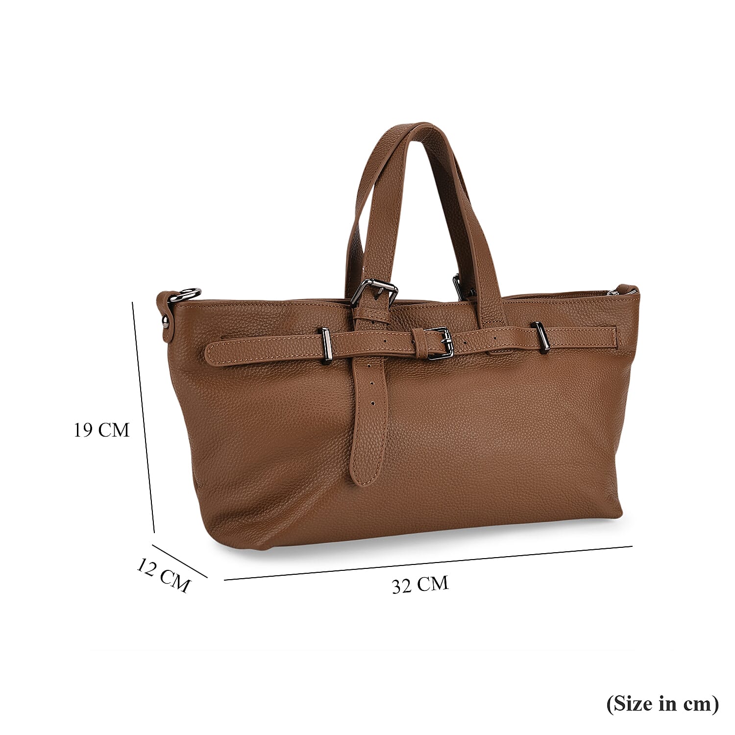 Vicenza 2025 Autumn-Winter Collection - Genuine Leather Belt-detail Crossbody Bag with Detachable Shoulder Strap - Brown