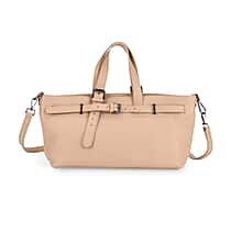 Vicenza 2025 Autumn-Winter Collection - Genuine Leather Belt-detail Crossbody Bag with Detachable Shoulder Strap - Oatmeal