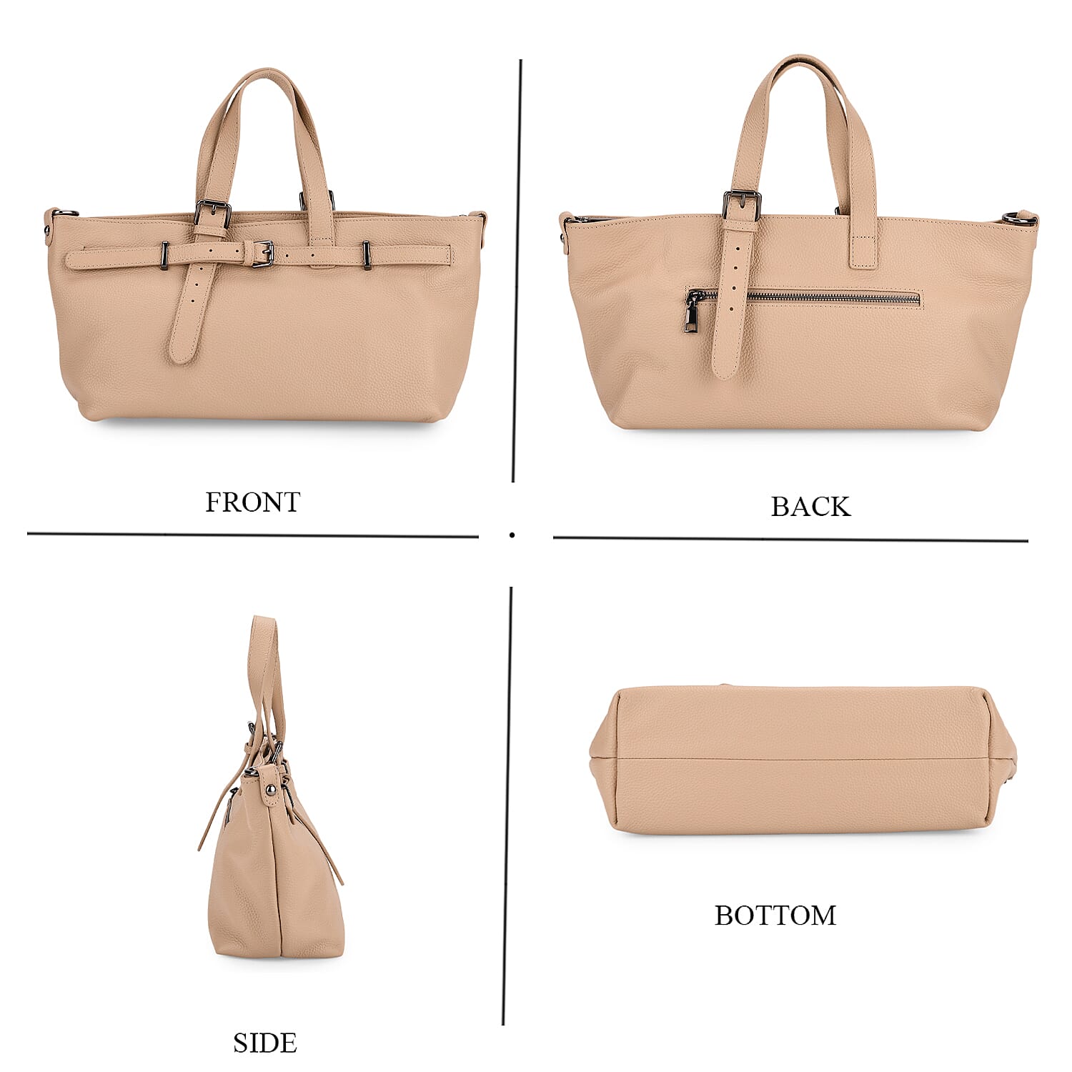 Vicenza 2025 Autumn-Winter Collection - Genuine Leather Belt-detail Crossbody Bag with Detachable Shoulder Strap - Oatmeal