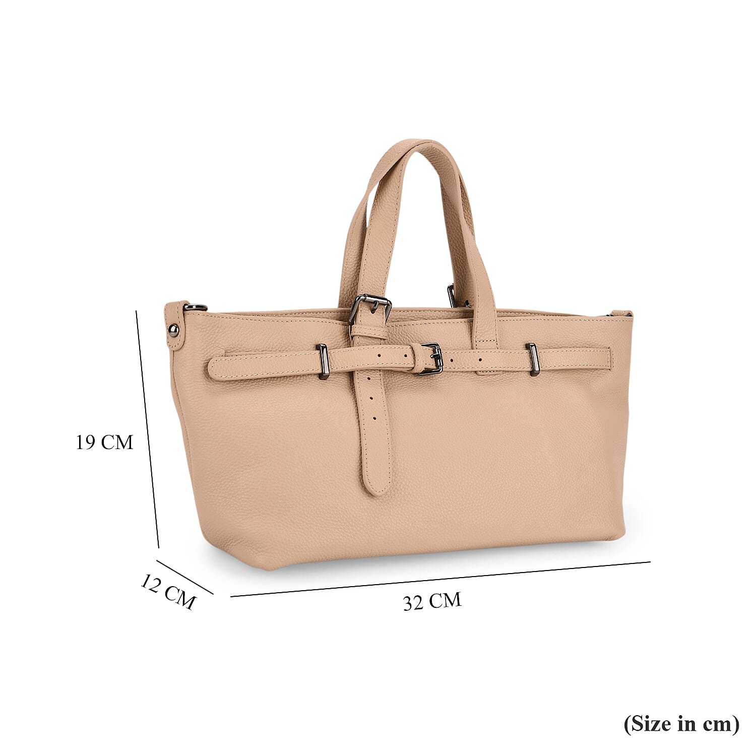 Vicenza 2025 Autumn-Winter Collection - Genuine Leather Belt-detail Crossbody Bag with Detachable Shoulder Strap - Oatmeal