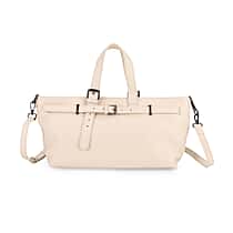 Vicenza 2025 Autumn-Winter Collection - Genuine Leather Belt-detail Crossbody Bag with Detachable Shoulder Strap - Cream