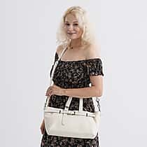 Vicenza 2025 Autumn-Winter Collection - Genuine Leather Belt-detail Crossbody Bag with Detachable Shoulder Strap - Cream