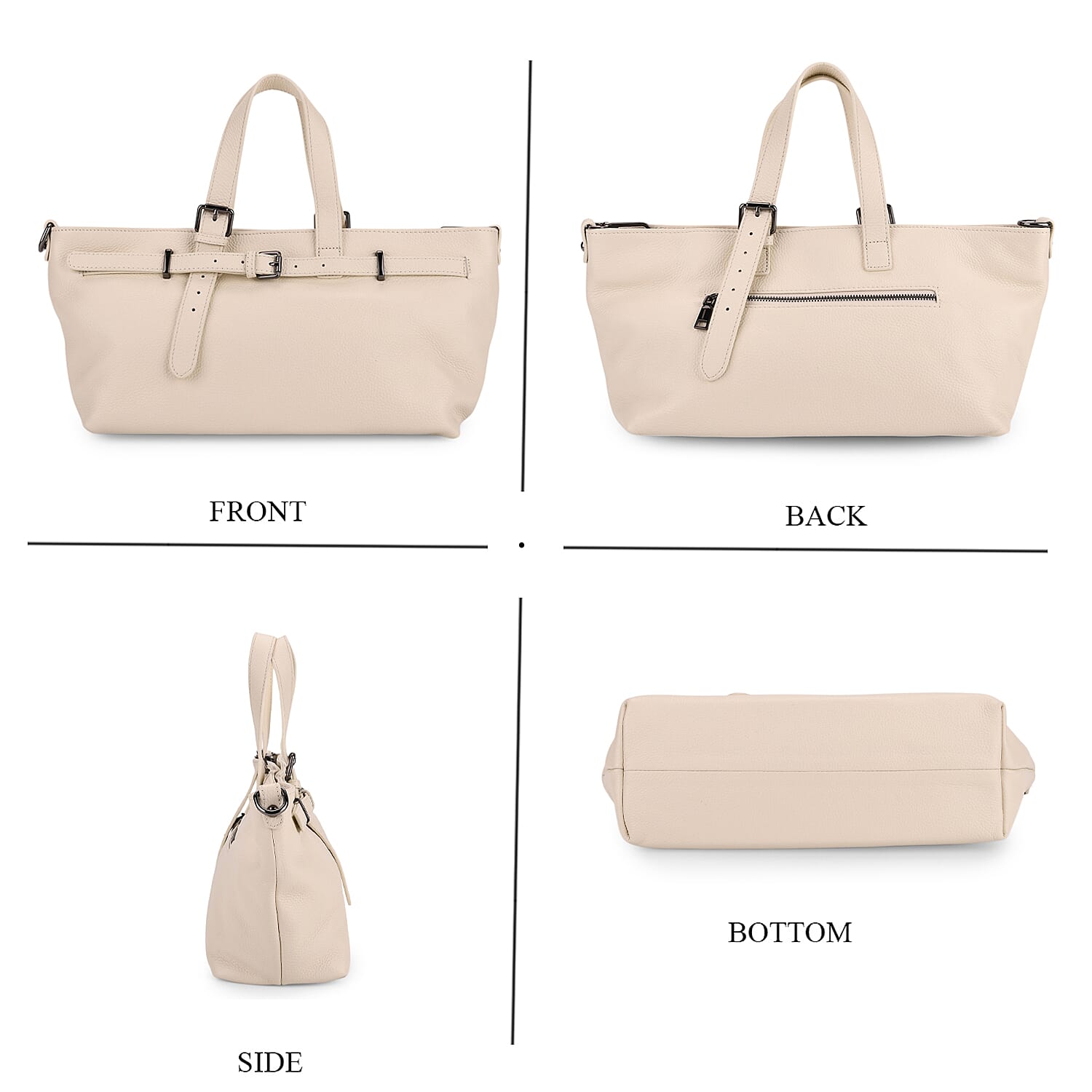 Vicenza 2025 Autumn-Winter Collection - Genuine Leather Belt-detail Crossbody Bag with Detachable Shoulder Strap - Cream