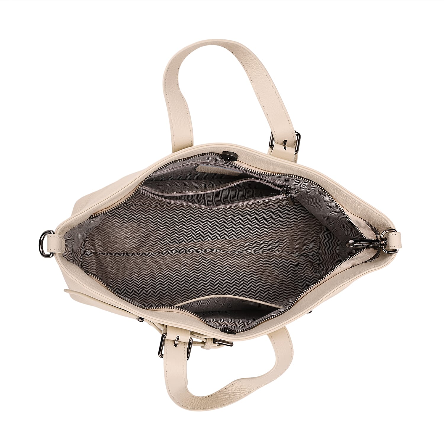 Vicenza 2025 Autumn-Winter Collection - Genuine Leather Belt-detail Crossbody Bag with Detachable Shoulder Strap - Cream